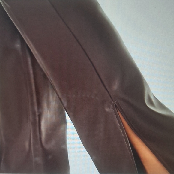 Faux Leather Split-Hem Flare Pants - New - Picture 4 of 4